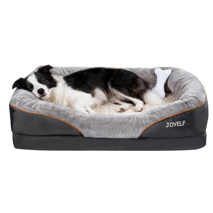 Large Memory Foam Pet Bed - Orthopedic Dog Sofa with Washable Cover and Squeaker Toys - Gift Included
