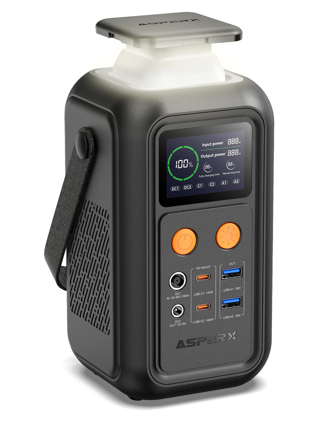 AsperX Portable Power Station with 200W output and 192Wh capacity