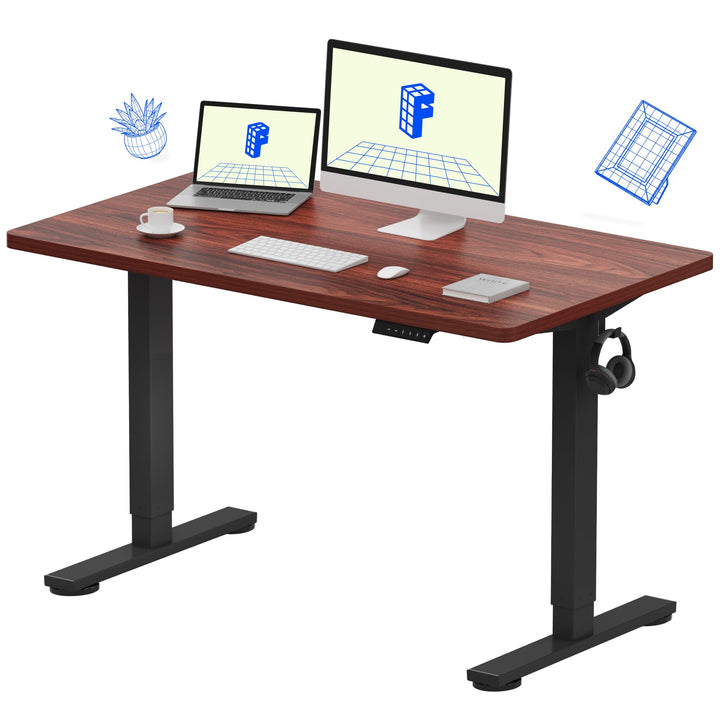 E1 Plus Electric Standing Desk with Mahogany Desktop