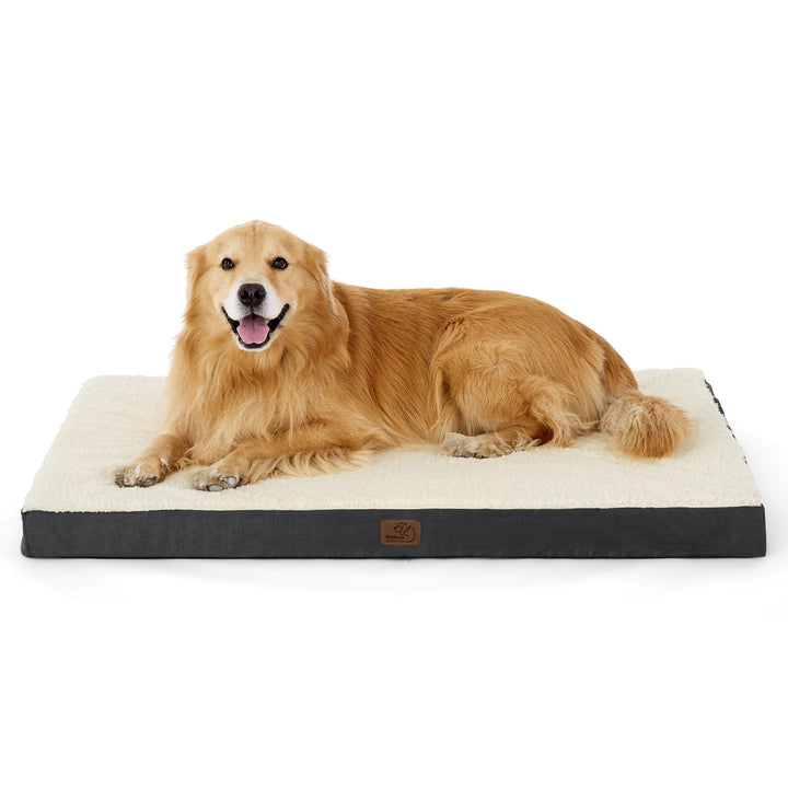 Orthopedic dog bed mat with plush sherpa cover