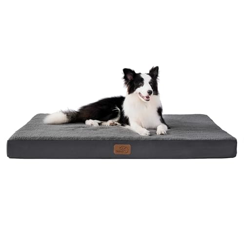 Orthopedic Dog Bed with Plush Sherpa Cover - Grey, 91x69x7.6cm