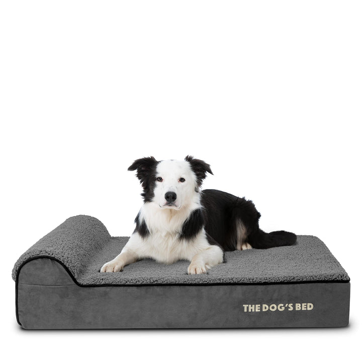 Large Grey Plush orthopaedic dog bed with memory foam