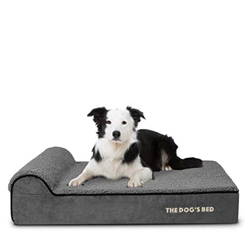 Orthopaedic Dog Bed - Large Grey Plush with Memory Foam and Waterproof Cover