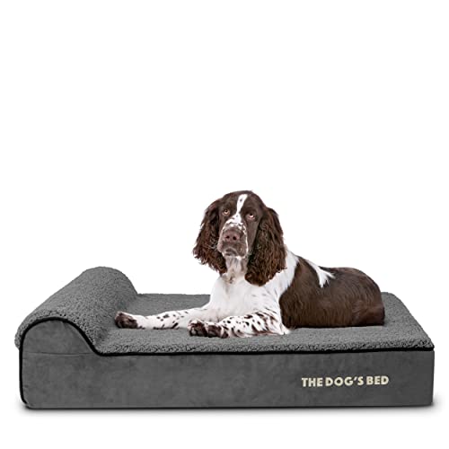 Orthopaedic Dog Bed - Large Grey Plush with Memory Foam and Waterproof Cover