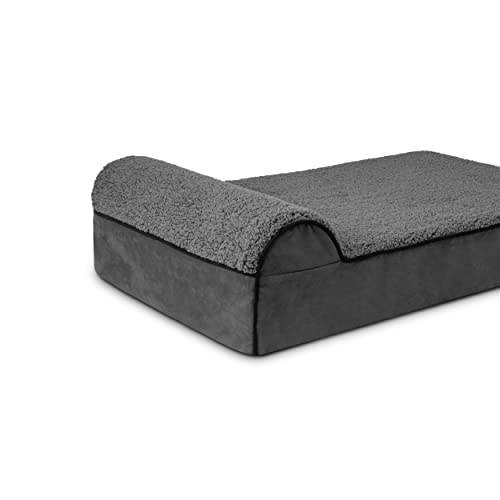 Orthopaedic Dog Bed - Large Grey Plush with Memory Foam and Waterproof Cover