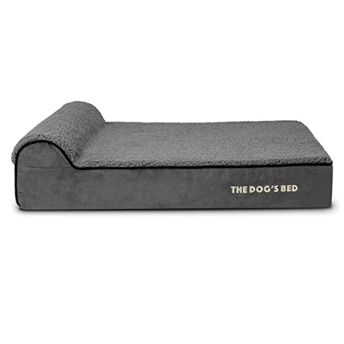 Orthopaedic Dog Bed - Large Grey Plush with Memory Foam and Waterproof Cover