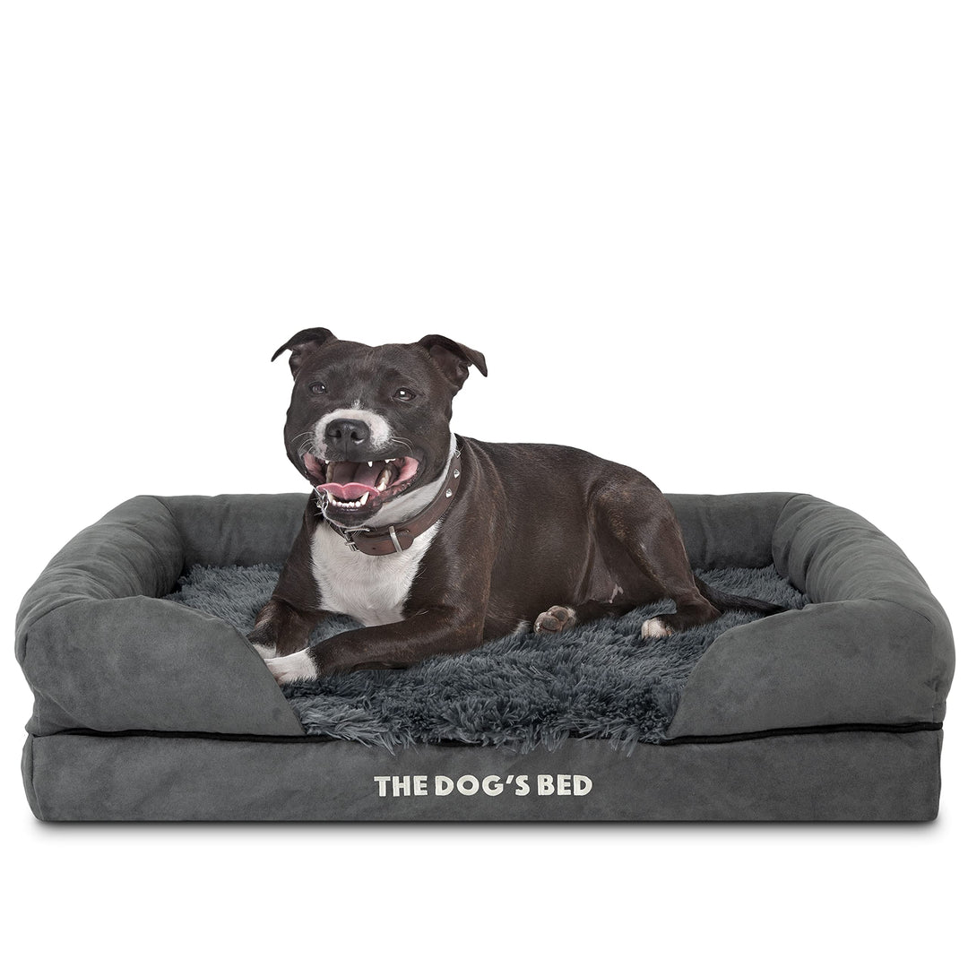 Plush Orthopaedic Memory Foam Dog Bed - Medium Size with Waterproof Cover