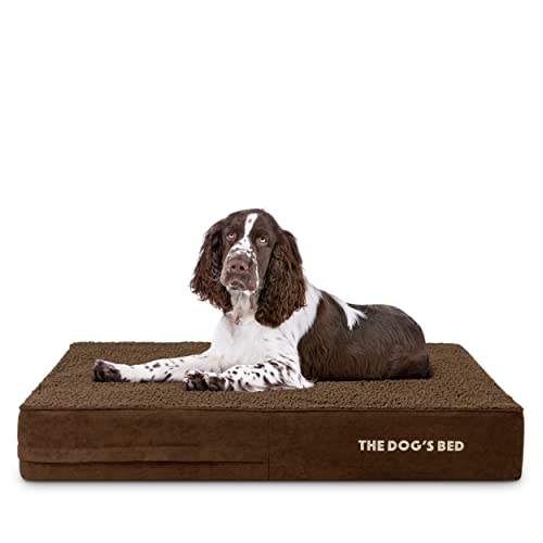 Orthopaedic Dog Bed Memory Foam Mattress Brown Plush Large 15 cm