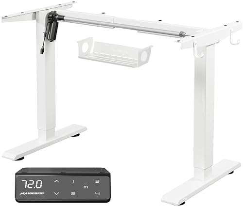 MAIDeSITe Height Adjustable Standing Desk Frame - Electric Steel - White