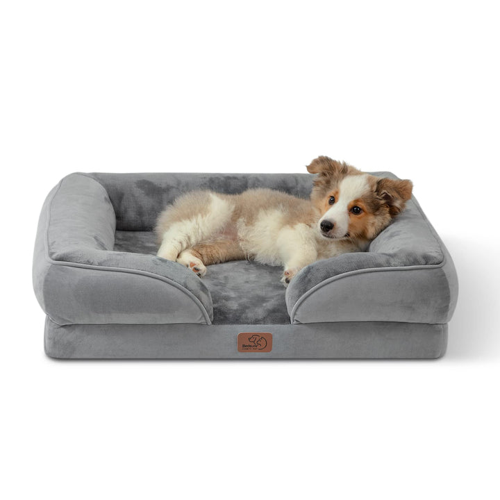 Medium Dog Sofa Bed with Orthopedic Washable Cover - Removable Flannel Zipper - Small Dogs Grey Pet Dog Bed - Puppy Beds Orthopedic Washable Grey - 71x58x16cm