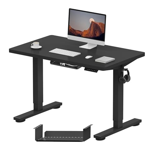 E1 Plus Electric Sit Stand Desk - Height Adjustable - 100 x 60cm - Black Frame & Surface