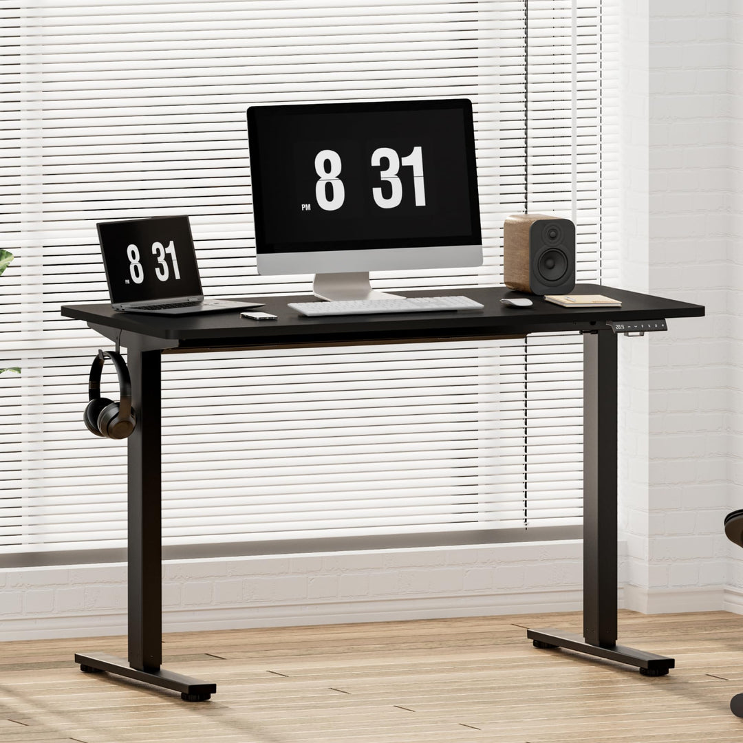 E1 Plus Electric Sit Stand Desk - Height Adjustable - 100 x 60cm - Black Frame & Surface