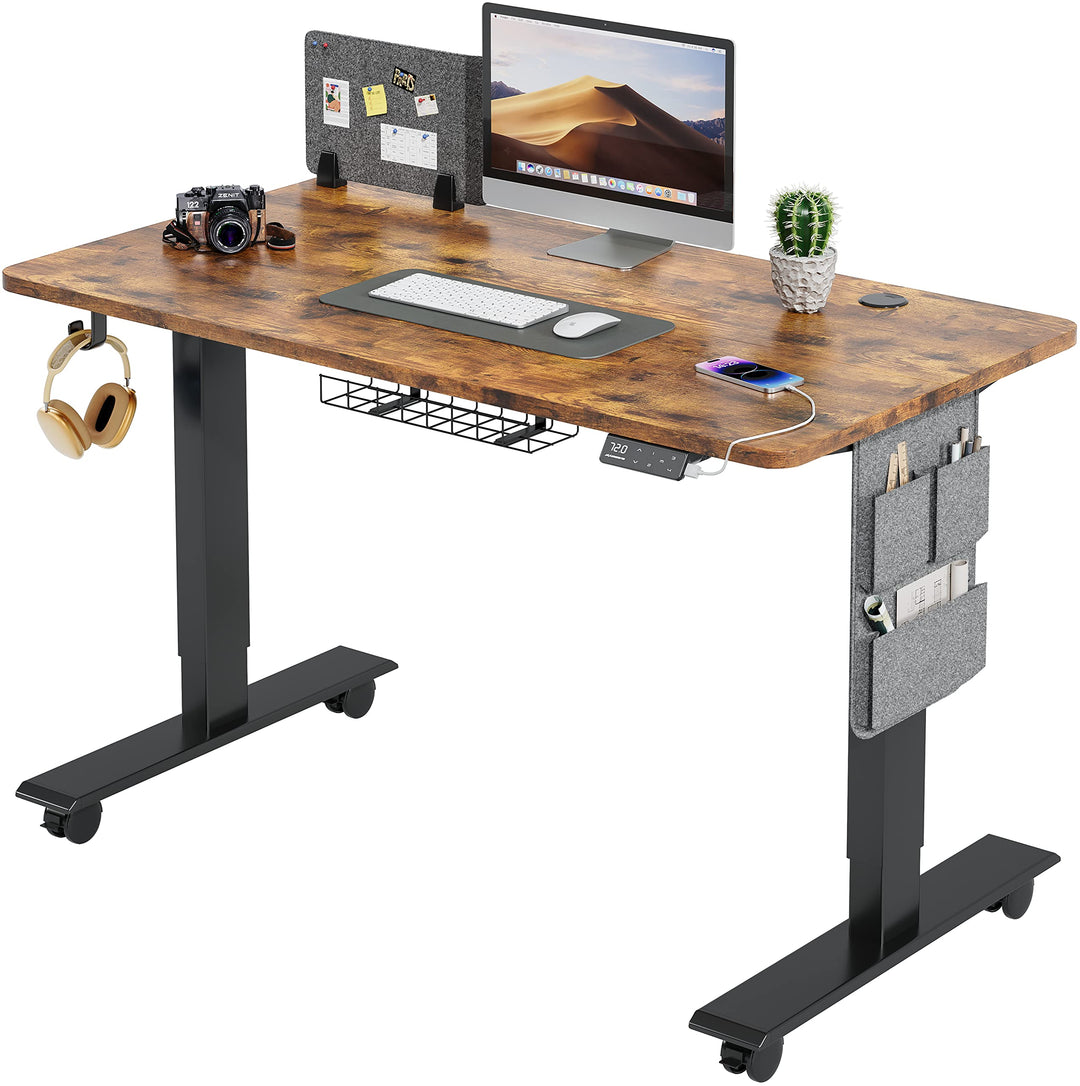 Height adjustable electric standing desk with cable tray