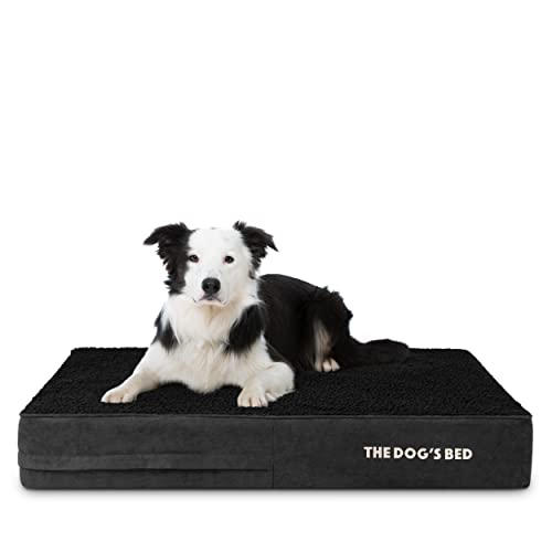 Orthopaedic Memory Foam Dog Bed - Black Plush Mattress - 15 cm Thickness