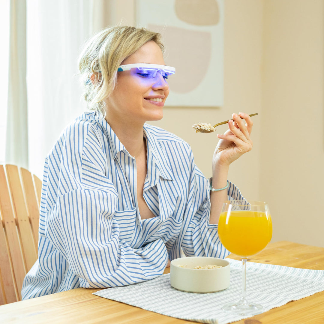 AYO Blue Light Therapy Glasses - Portable Light Lamp for Sleep and Energy