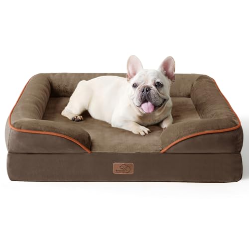 Medium Dog Sofa Bed - Orthopedic Washable Removable Cover Couch - Small Dogs Puppy Beds - Brown Pet Bed - 71x58x16cm