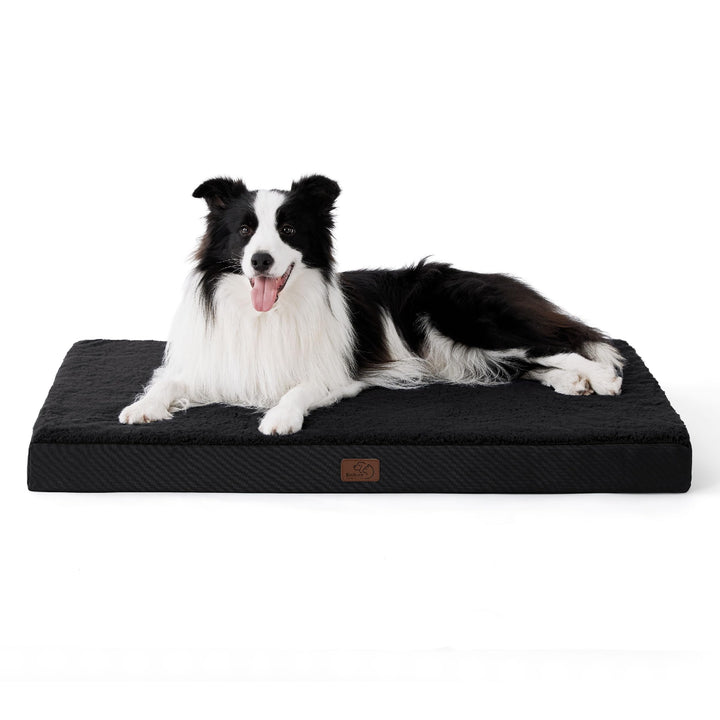 Bedsure large orthopedic dog bed with removable plush cover in black