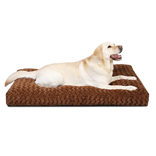 KSIIA XL Dog Bed - Washable Crate Mattress - Brown - 105x70x9cm