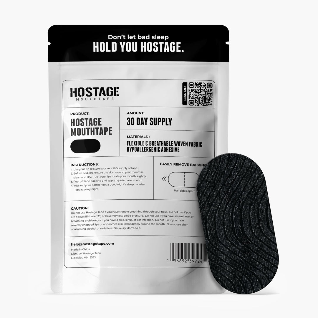 Breathable Mouth Tape - Beard Friendly, CPAP Compatible, 30 Tapes - Black
