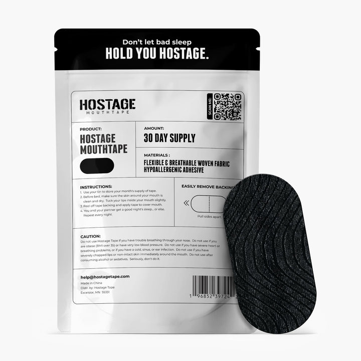 Breathable Mouth Tape - Beard Friendly, CPAP Compatible, 30 Tapes - Black
