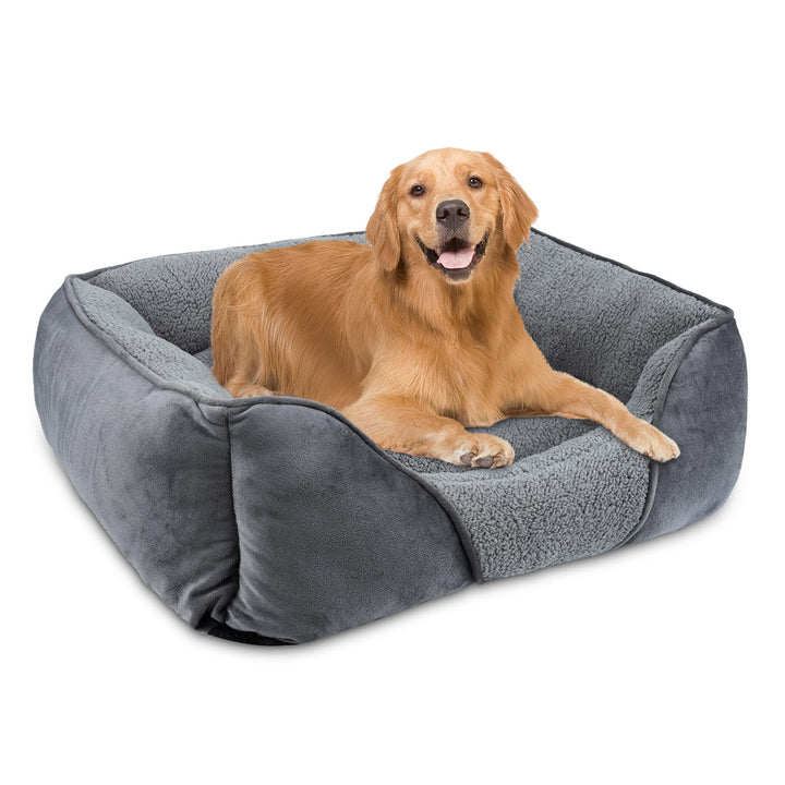 Orthopedic dog bed in grey with anti-slip bottom
