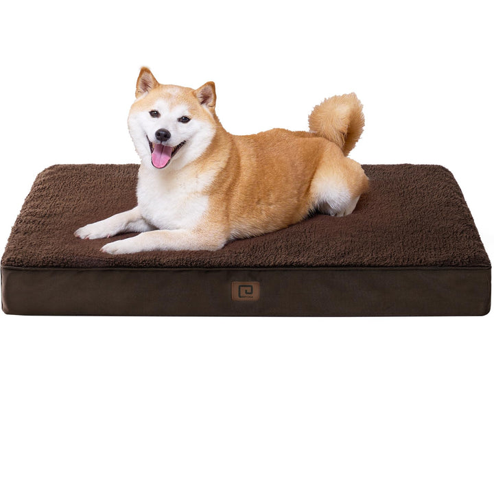 Orthopedic Dog Bed - Large Mattress with Removable Washable Cover for Crate - Brown - 91x68x9cm - Comfortable Supportive Sleep Surface - Cushioned Pet Mattress - Orthopedic Memory Foam - Dog Crate Bed