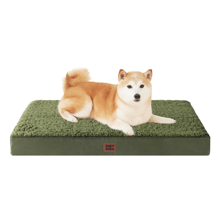 Orthopedic Dog Bed Mattress Removable Washable Cover Crate Large Dark Green 91x68x9cm