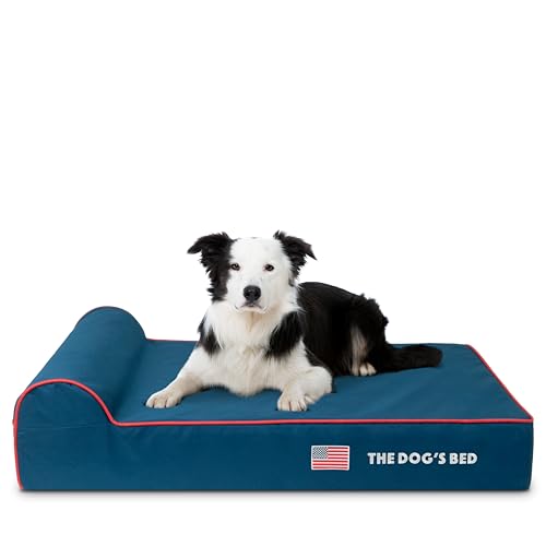 The Dog's Bed Heritage Collection - Large Blue Oxford with Red Trim - Waterproof Memory Foam