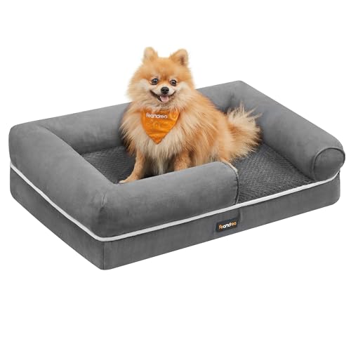 Orthopedic Dog Bed with Removable Washable Cover - Light Grey, 76 x 51 x 18 cm