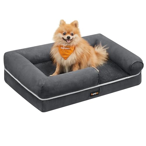 Orthopedic Dog Bed - Sofa with Sides - Removable Cover - Non-Slip Bottom - Dark Grey - 76 x 51 x 18 cm