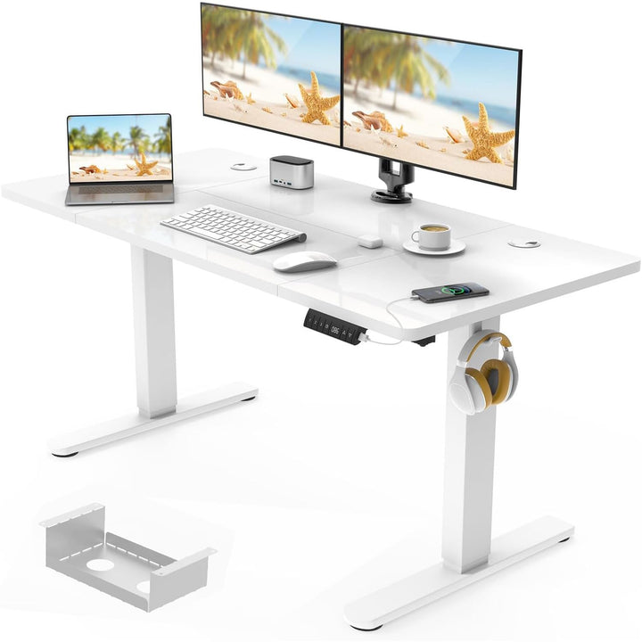 Electric standing desk with USB port and height adjustment