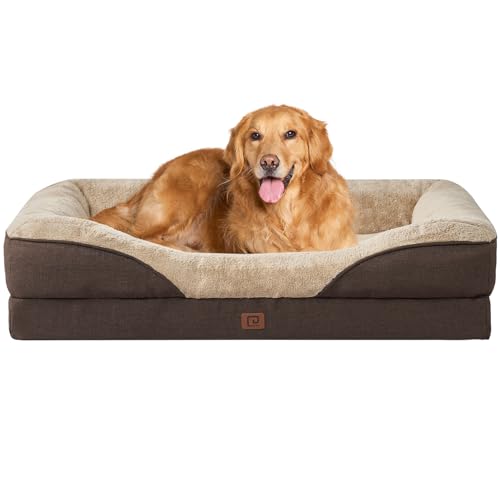 EHEYCIGA XL Dog Bed Memory Foam - Orthopedic Sofa with Waterproof Liner, Brown