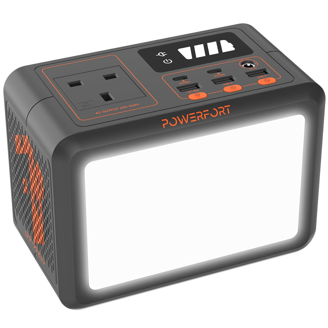 150W portable power station with LiFePO4 battery and LED