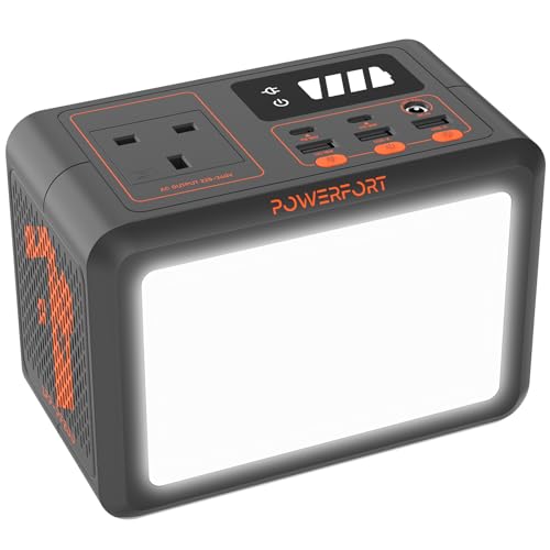 150W Portable Power Station with LiFePO4 Battery - 230V AC Outlet, USB QC3.0, LED