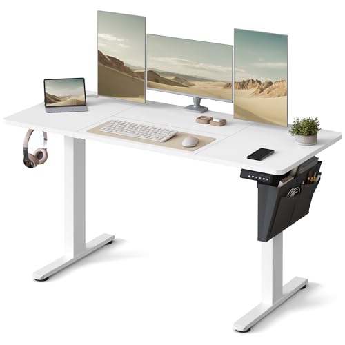 Electric Standing Desk - Adjustable Height 60 x 140 cm - 4 Memory Settings - Cloud White