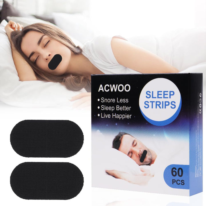 Sleep mouth tape with gentle adhesive for improved nasal breathing