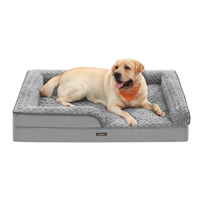 Orthopedic dog bed with memory foam and removable cover in dove grey