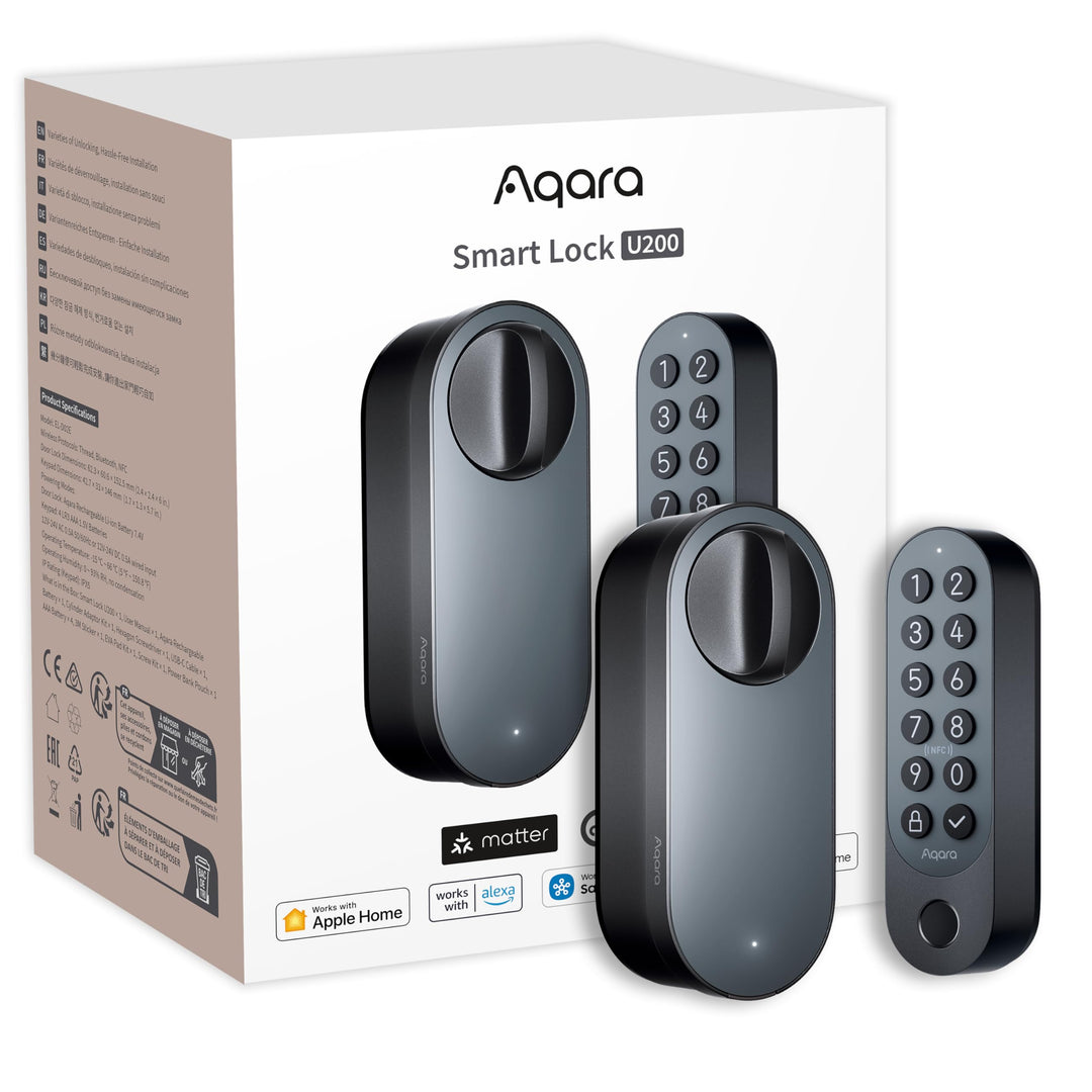 Aqara Smart Lock U200 with fingerprint keypad in black
