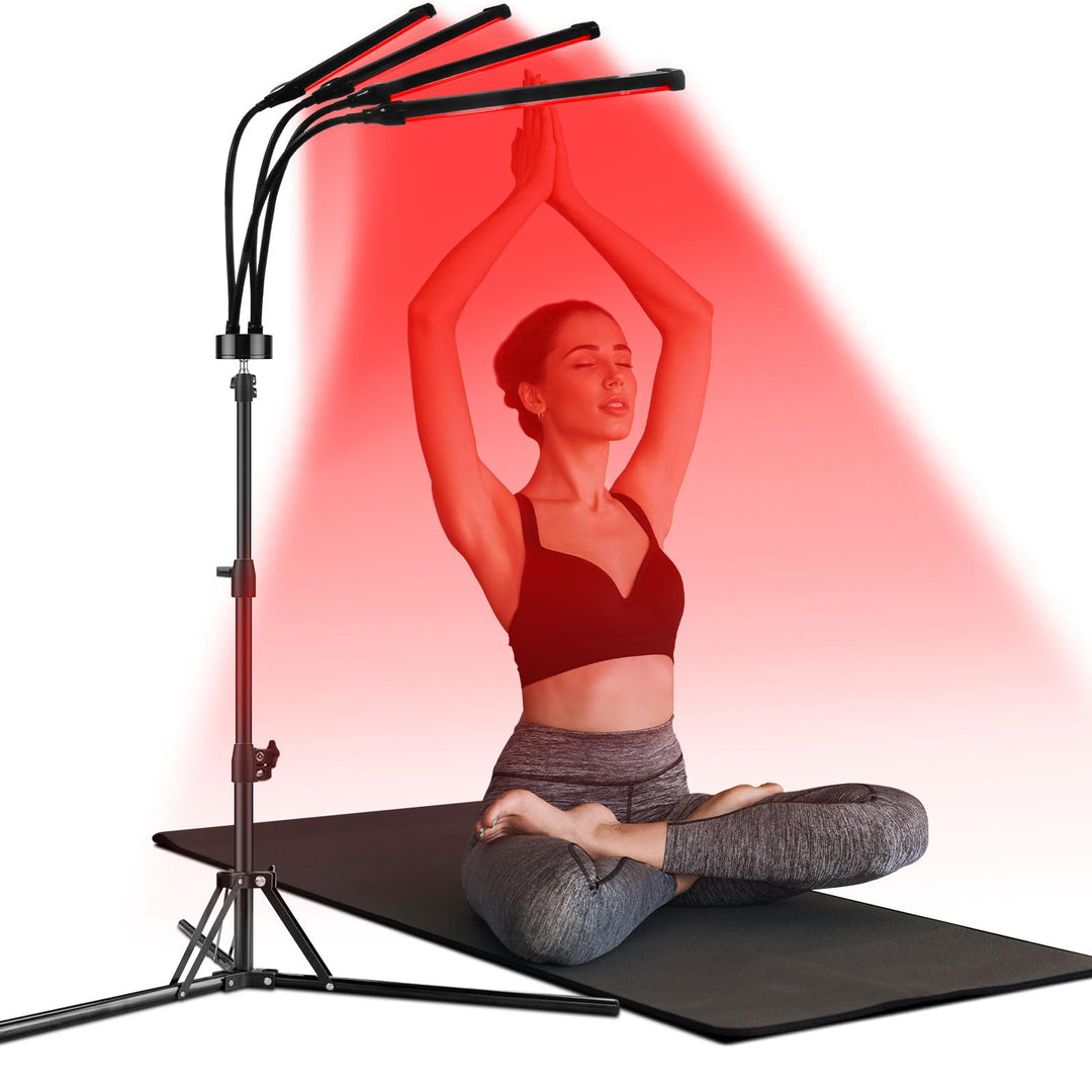 Red light lamp with stand and adjustable features