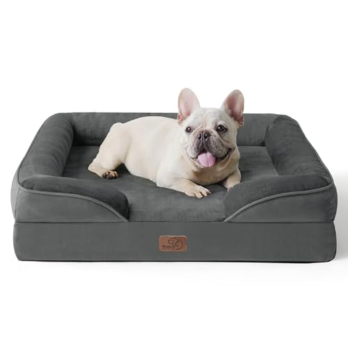 Medium Pet Sofa Bed - Orthopedic Dog Beds - Washable Couch with Removable Cover - Dark Grey, 71x58x16cm