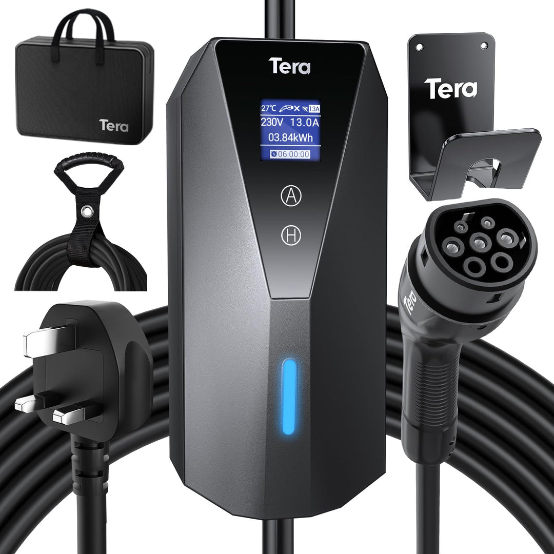 Tera Portable Type-2 EV Wallbox with 7m cable and UK plug