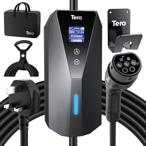 Tera Portable Type-2 EV Wallbox - 7m Cable, 16A, IP66, UK Plug