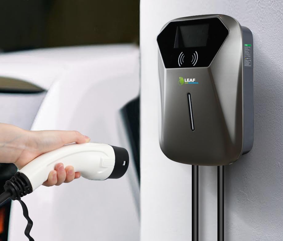 7.4kW electric vehicle charger tethered fast charging grey