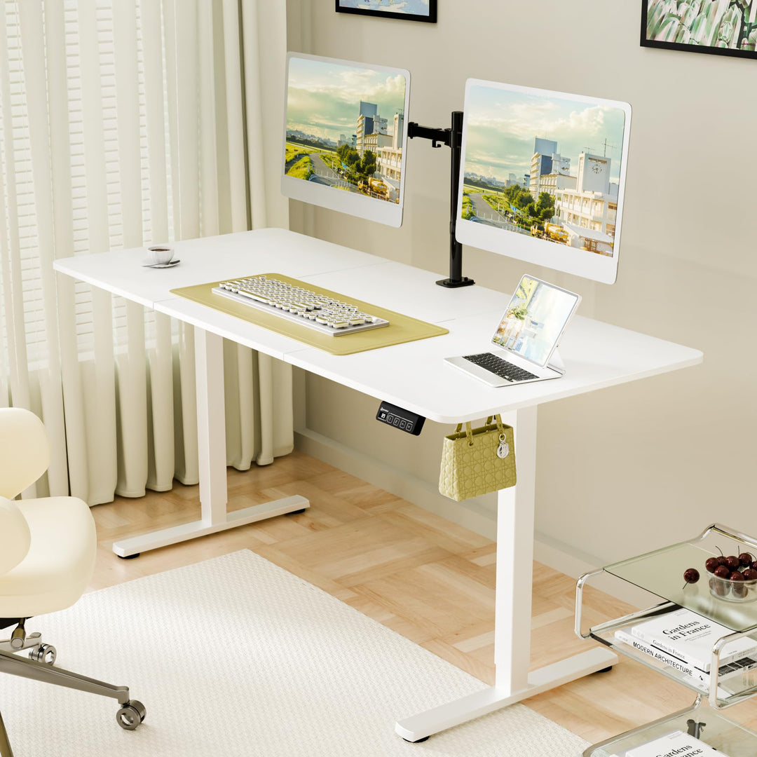 Ergomaker Height Adjustable Electric Standing Desk 160x70cm - White
