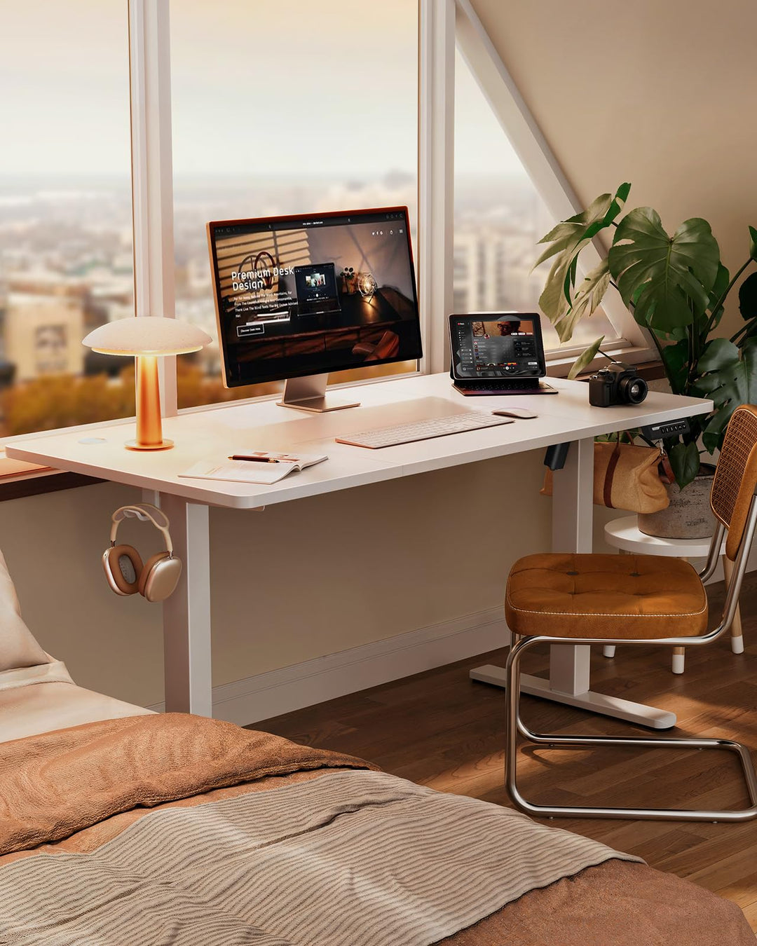 Electric Height Adjustable Sit Stand Desk - 120 x 60cm - Memory Smart Panel