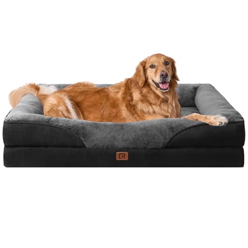 EHEYCIGA XL Dog Bed - Memory Foam Orthopedic Sofa - Charcoal - 106x76x19cm