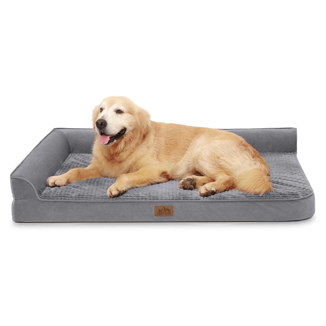Orthopedic dog bed with waterproof cover and foam bolster