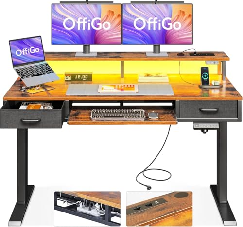 Offigo Electric Height Adjustable Standing Desk 120cm with Keyboard Tray