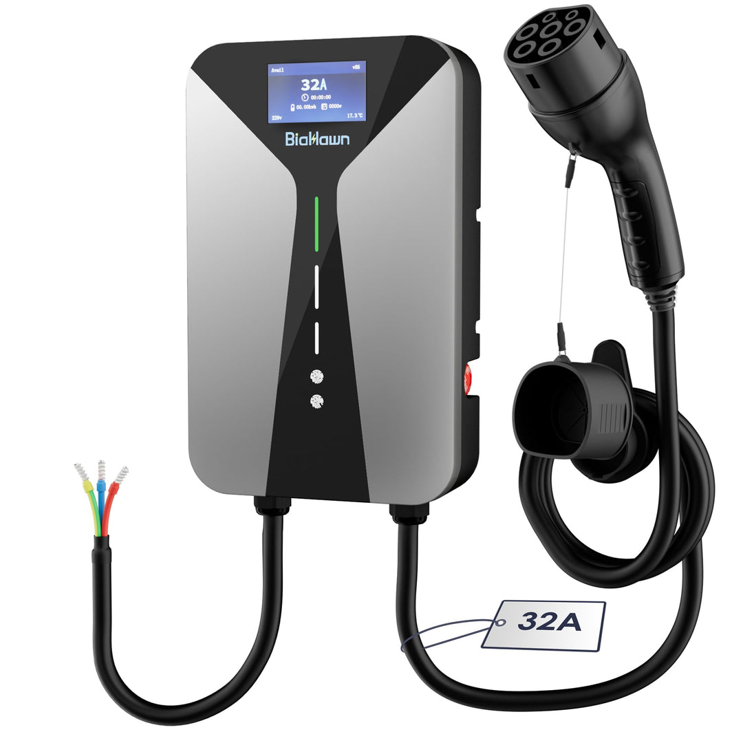 7.4kW EV Charger with 8M Type 2 Cable and LCD Display