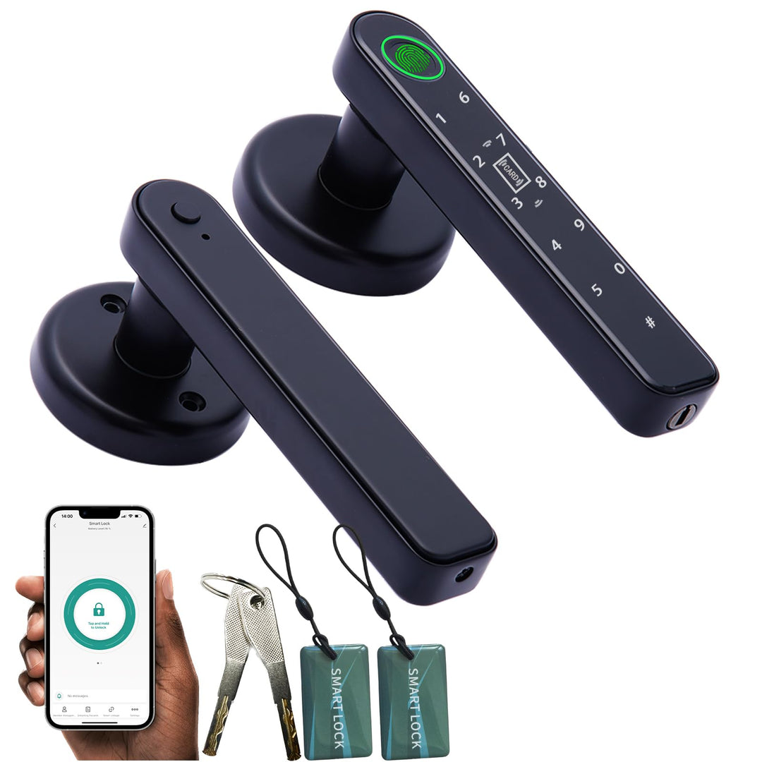 Smart fingerprint door lock with app control, black